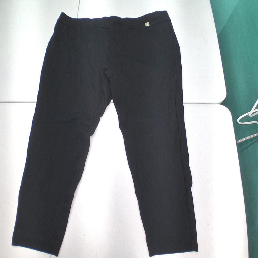 Anne Klein Pull On Tapered Pants 18W Black Ponte Knit Professional Stretch